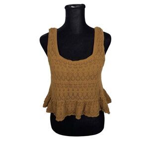 House Of Harlow 1960 Brown Crochet Cropped Tank Top  - Women’s M
